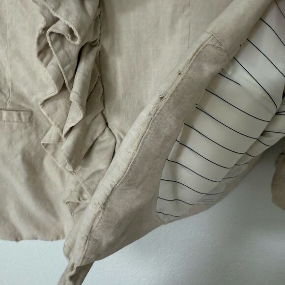 Alice + Olivia Women's Linen Blend Ruffle Blazer Jacket Size Medium - Picture 10 of 16
